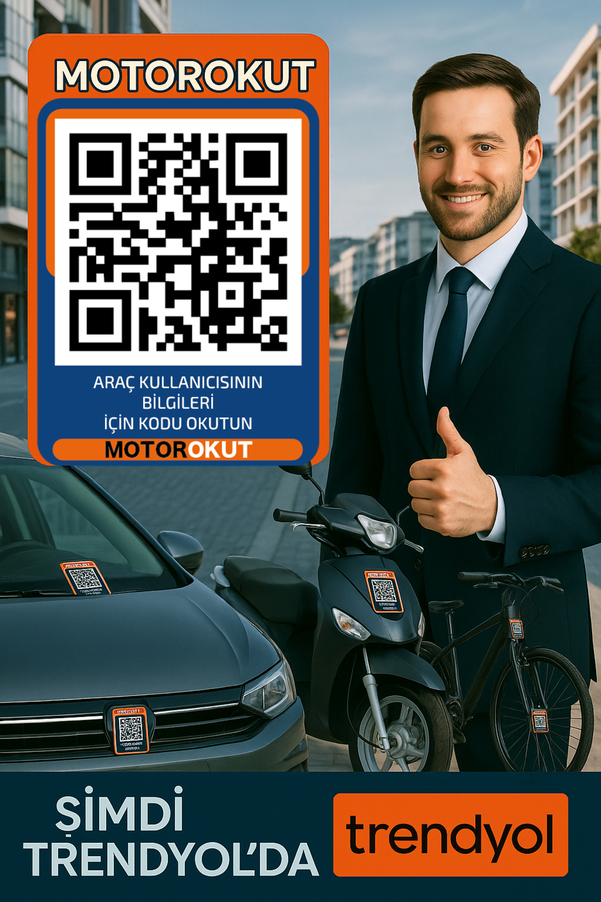 Karekod Araba & Motosiklet & Bisiklet & Scooter I Numaratör-park- Kan Grubu- Akıllı Araç Etiketi