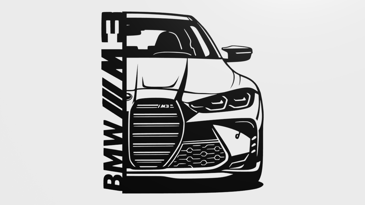 BMW M3 (G80) 3D Duvar Silüeti - Otomobil Dekor Tablo