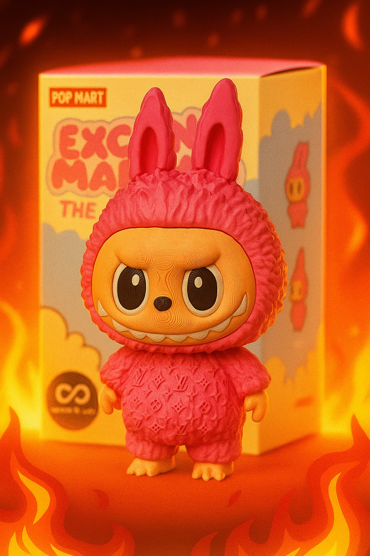 Sürpriz Renkli Louıs Vuıtton Labubu Figür 9 Cm (1 ADET) Labubu Louıs Vuıtton Logolu Kutusuz