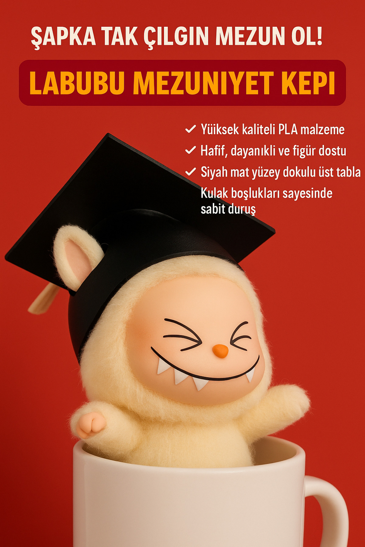 Labubu Mezuniyet Kepi – Şapka Tak Çılgın Mezun Ol -Labubu aksesuar