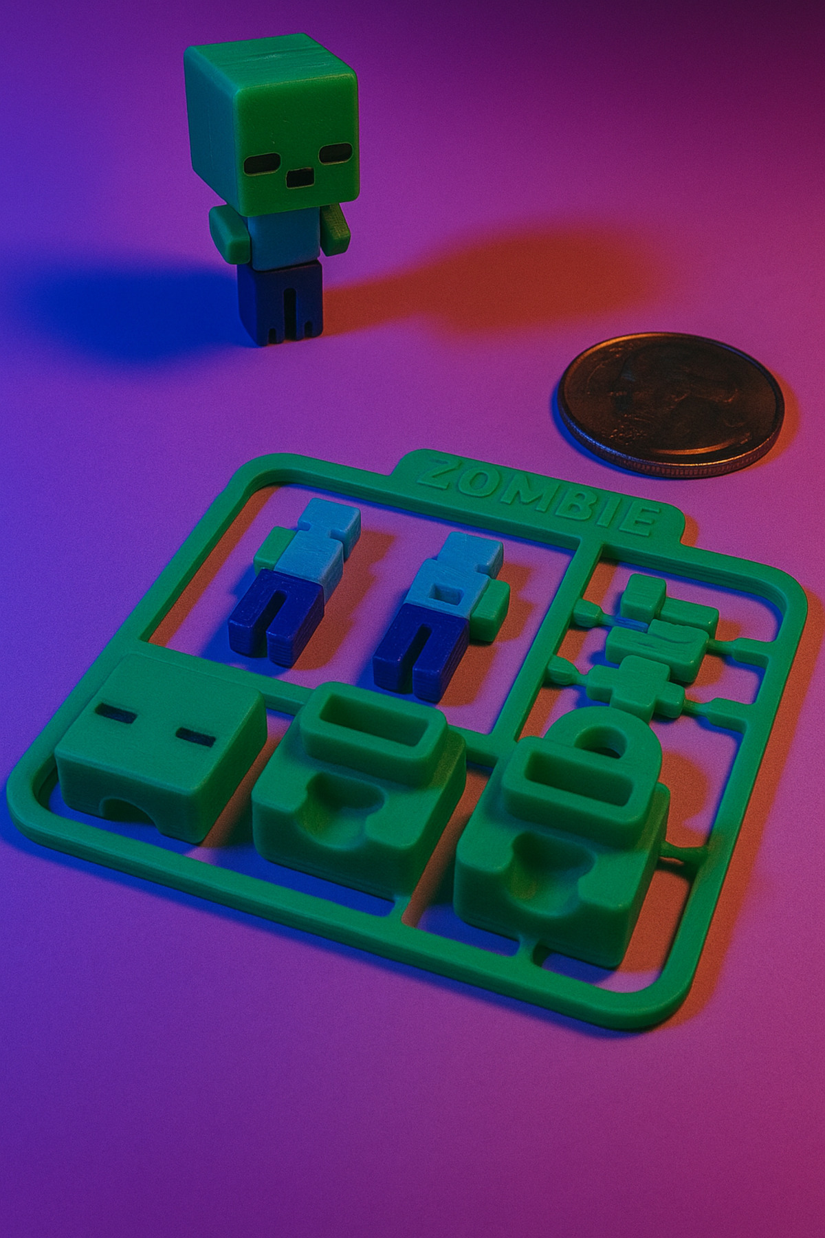 Minecraft Tarzı Zombie Mini Figür Kiti / Anahtarlık