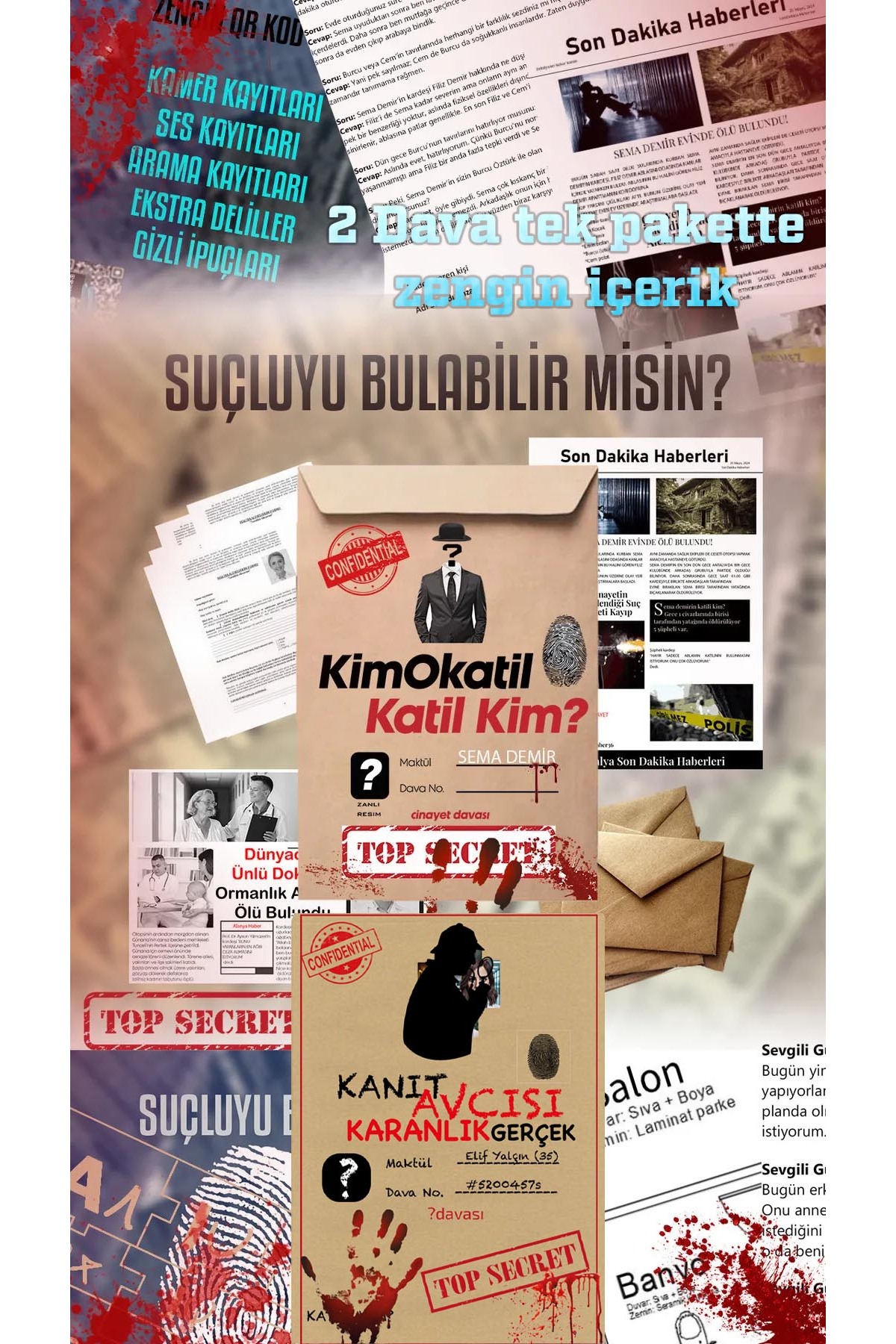 Dedektiflik Oyunu - Cinayet Oyunu - Dedektif Oyunu - Kutu Oyunları - İkili Set