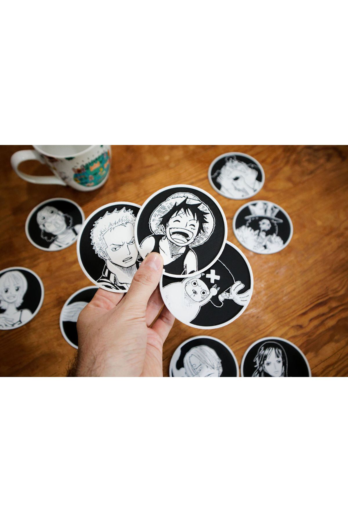 One Piece Bardak Altlığı Seti – 10’lu Anime Karakterli Koleksiyon Ürünü