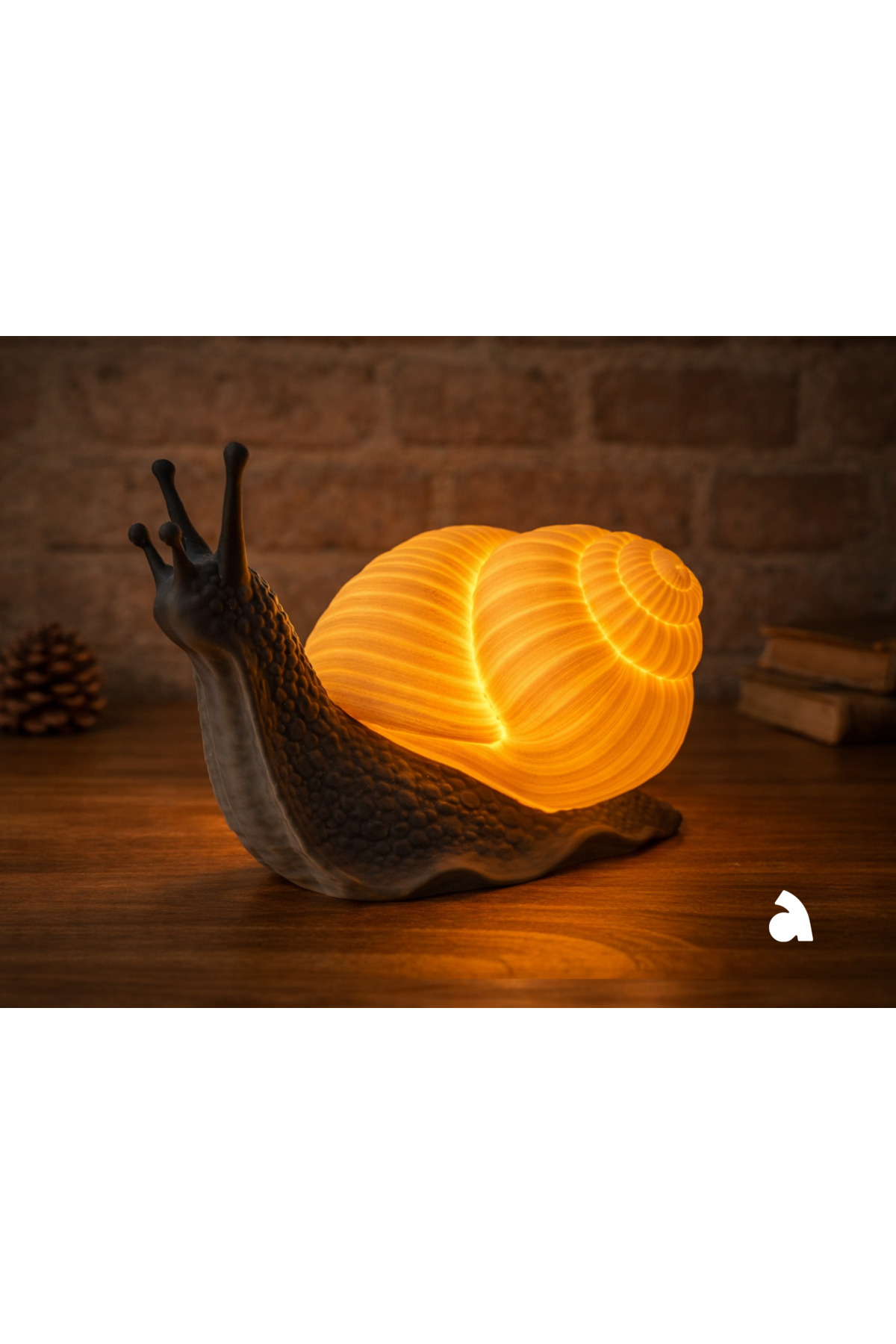 Dekoratif Salyangoz Tasarım Gece Lambası ve Biblo - Sıcak Sarı Işıklı