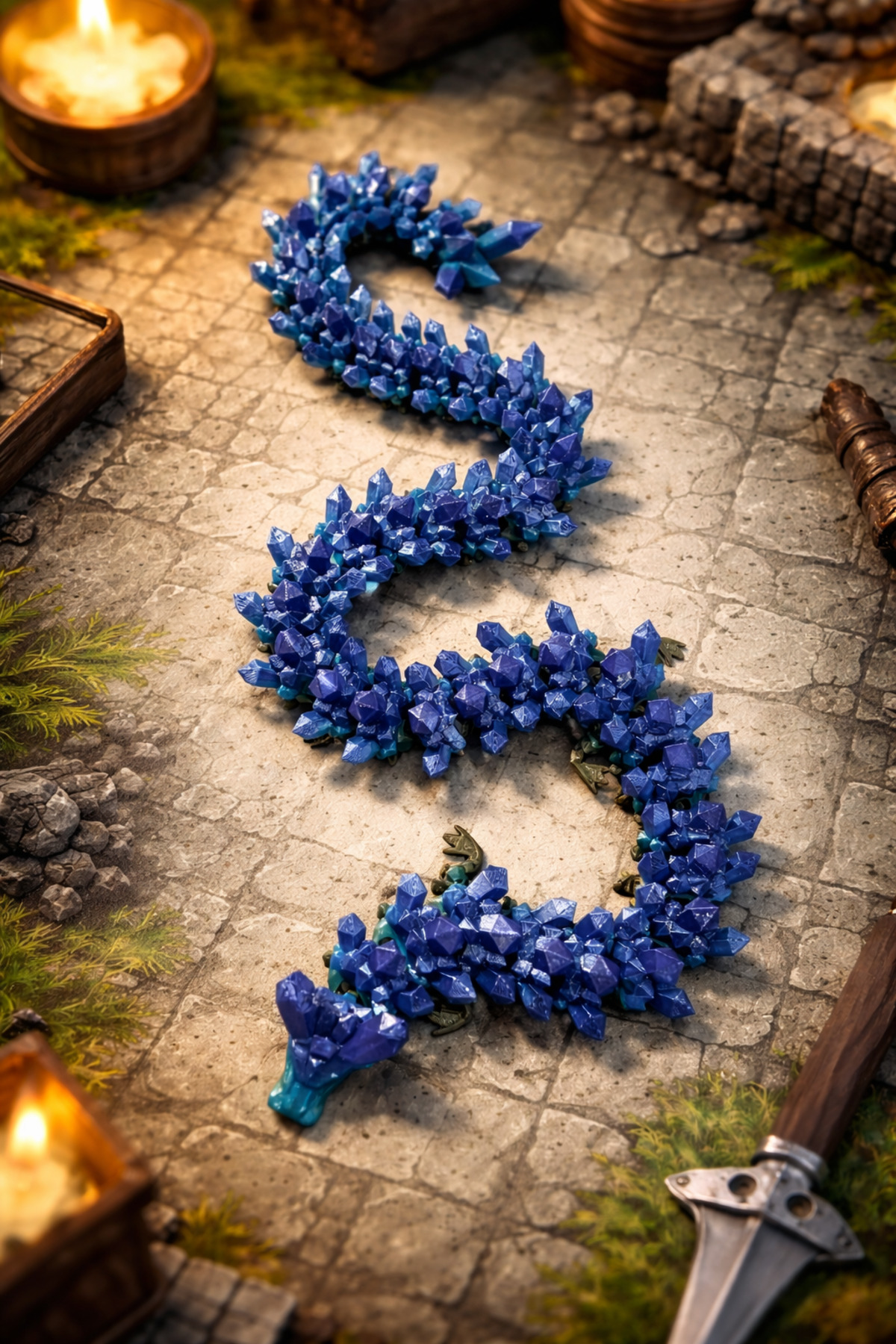 Fantastik Kristal Ejderha | Eklemli Gövde 52 CM