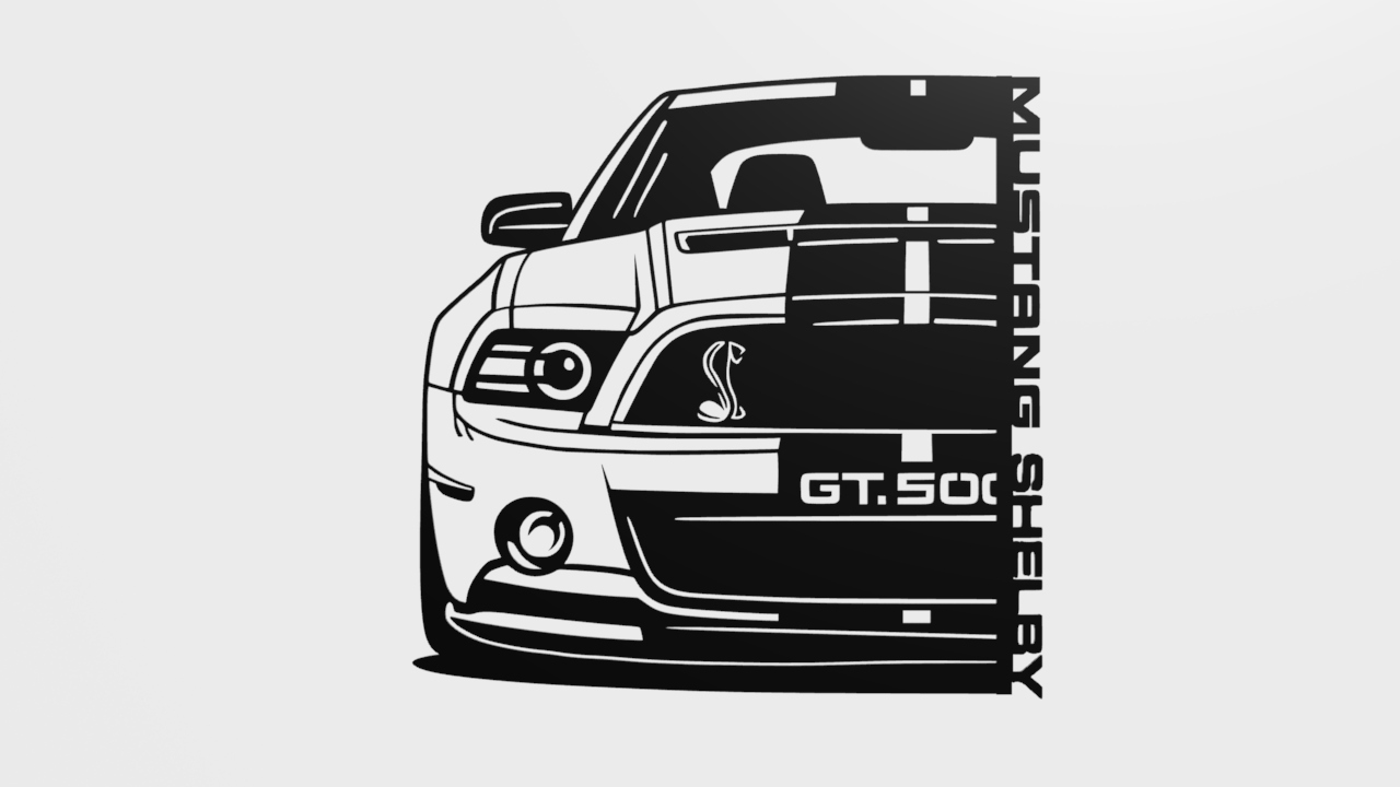 Ford Mustang Shelby GT500 3D Duvar Silüeti - Otomobil Dekor Tablo