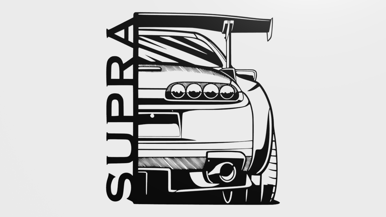 Toyota Supra MK4 Duvar Sanatı - Baskıya Hazır 3D STL Modeli